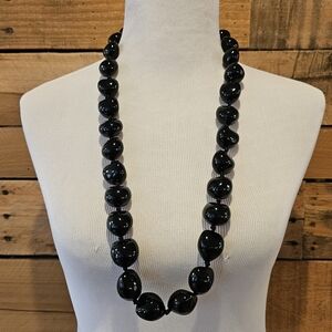 Vintage black kukui nut lei necklace
